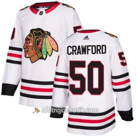 Dame Ishockey Chicago Blackhawks Tröja Corey Crawford 50 Adidas 2017-2018 Vit Authentic